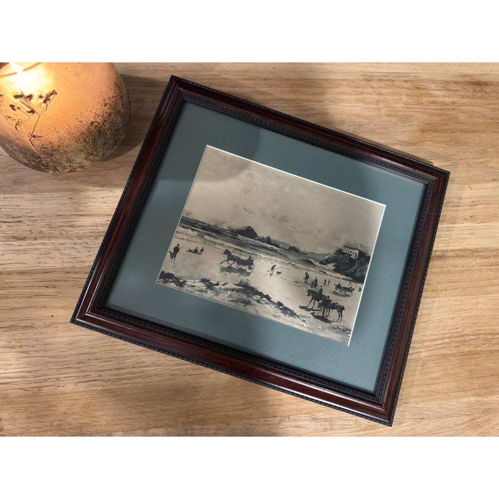 Horse Scene Framed Art Print Equestrian Wall Decor Rustic Country Accent